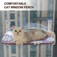 Cute Cat Window Perch, Foldable Cat Window Hammock, Purple – Essentials for Cats - Large (no mesh cover) / Purple Flower - image 2