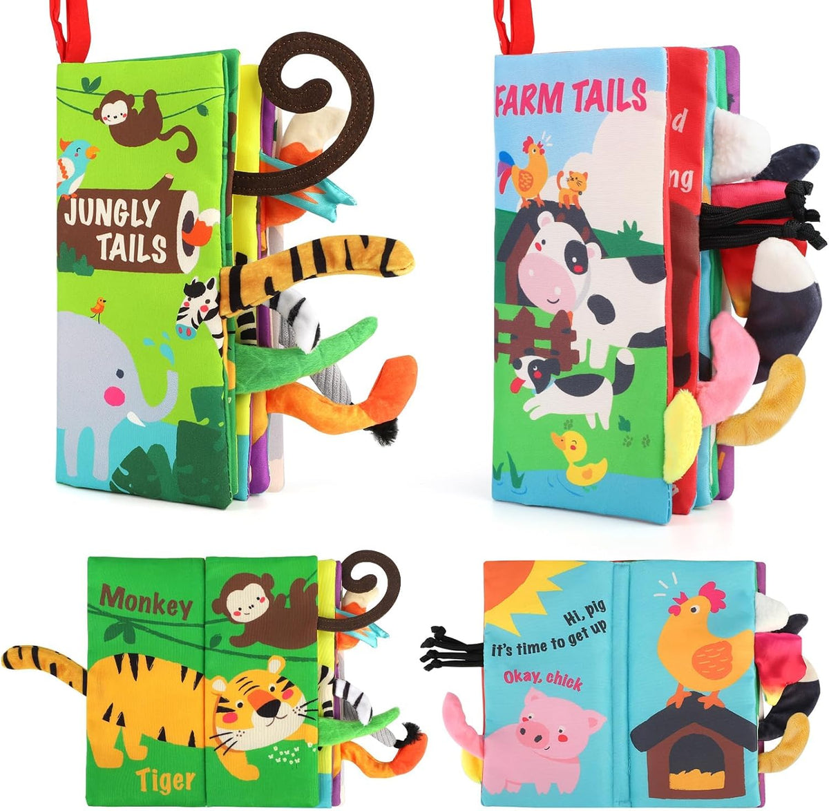 beiens Baby Books Toys, Tummy Time Touch and Feel Sensory Toys for Infant – Fun for Kids & Family - 2 IN 1