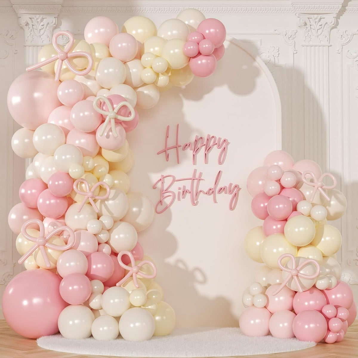 Pink Balloon Arch Kit, 145Pcs Baby Shower Birthday Decor – Fun for Kids & Family - Pink Yellow