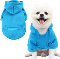 Dog Hoodies for Small Dogs with Zipper Pocket - Y02-Blue / Large