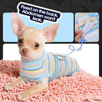 FUAMEY Recovery Suit for Dogs After Surgery,Soft Breathable Dog Bodysuit E-Collar & Cone Alternative Surgical Suit,Male Female Dog Neuter Spay Suits Anti Licking Wounds Onesie Blue Yellow Stripes M