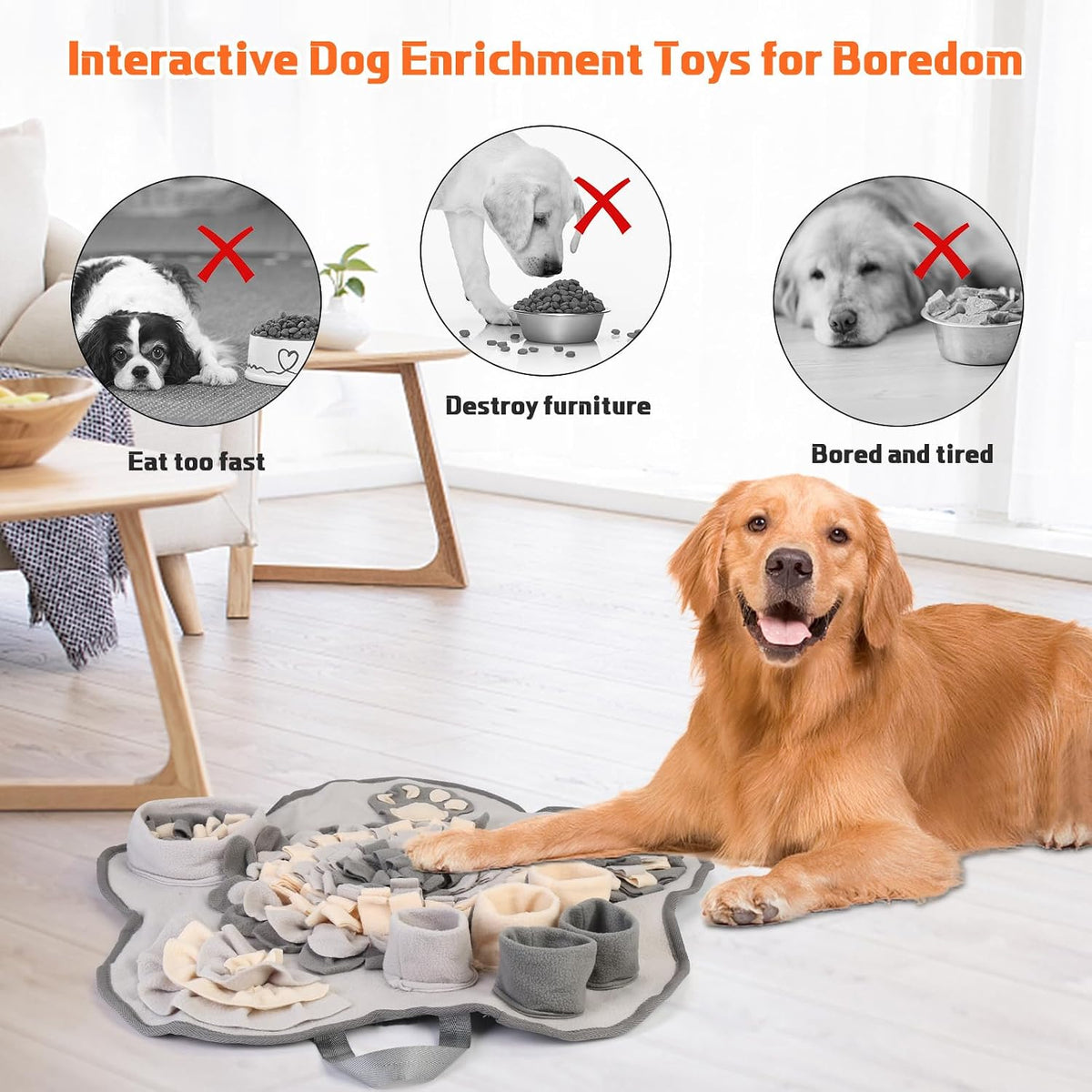 Snuffle Mat for Small Medium Dogs Nose Smell Training - Light Grey - image 4