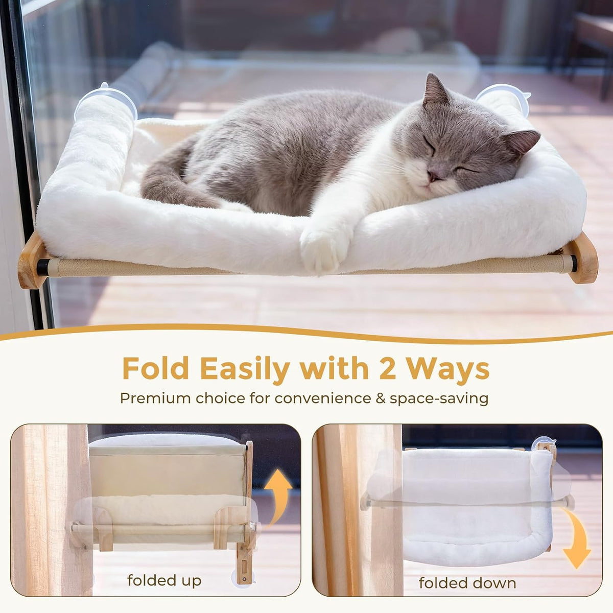 Pecute Foldable Cat Window Perch - White / Large - image 3