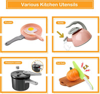 130Pcs Kitchen Playset, Toddler Pretend Cooking Play Pots, Pans - Pink / 100 Pcs - image 4