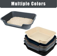 1 Pack of Extra Large Cat Litter Box (ABS Material), Low Entry Senior Litter Pen for Geriatric Kitty Big Cats, Jumbo Pet Safe Litter Boxes Tray for Indoor Pets Potty (Black, 20"L x 15.5"W)