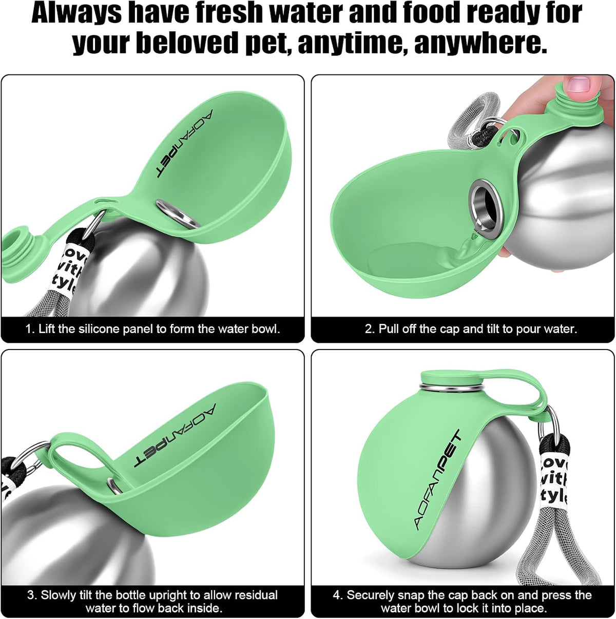 Portable Dog Water Bottle - Mint Green - image 3