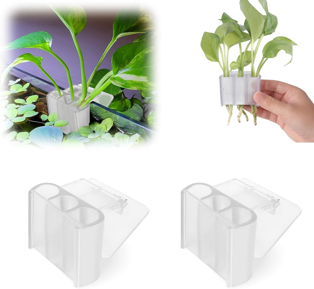 2 Pk Upgraded Aquarium Plant Holder - White 2