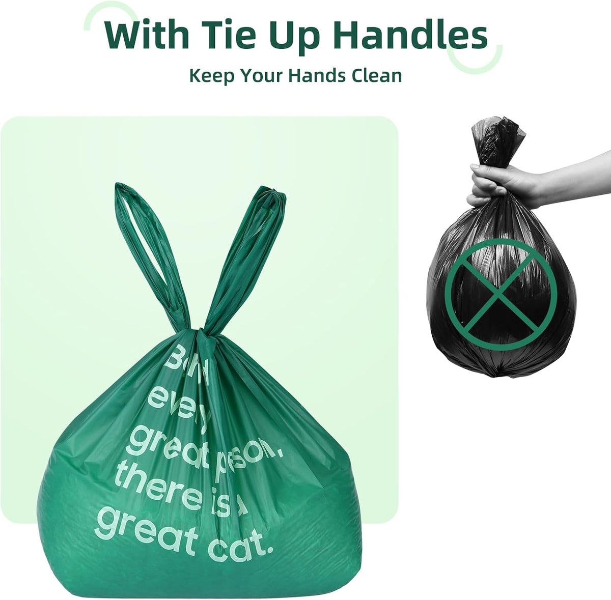 125 Count Cat Poop Bags with Handles - Unscented / 60 Count / Large-17.7"x11.8" - image 3