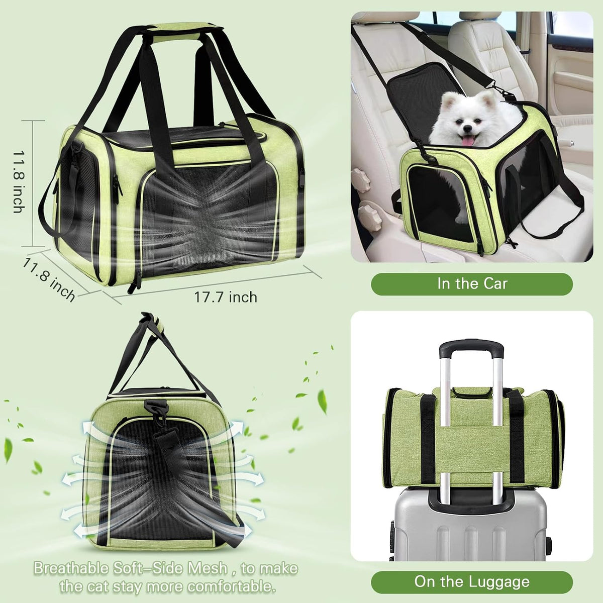Cat Carrier with Litter Box - Green & Black - image 3