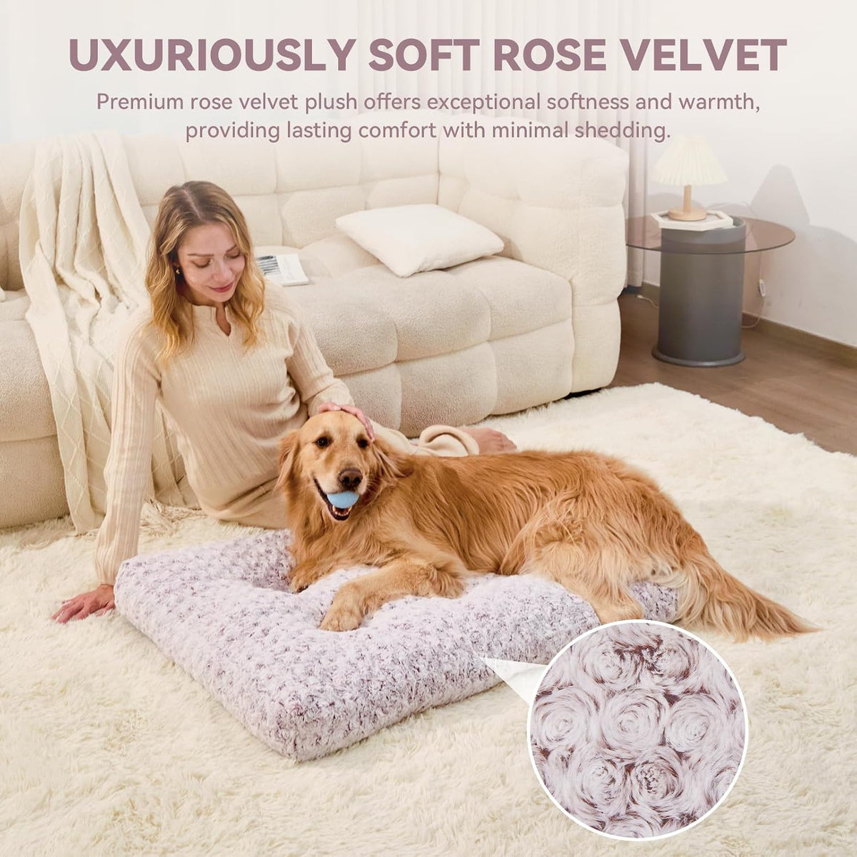 Large Dog Crate Bed Mat, Washable Plush Pad for Large Breeds – Essentials for Dogs - Purple / 41.0" L x 27.0" W x 4.0" Th - image 2