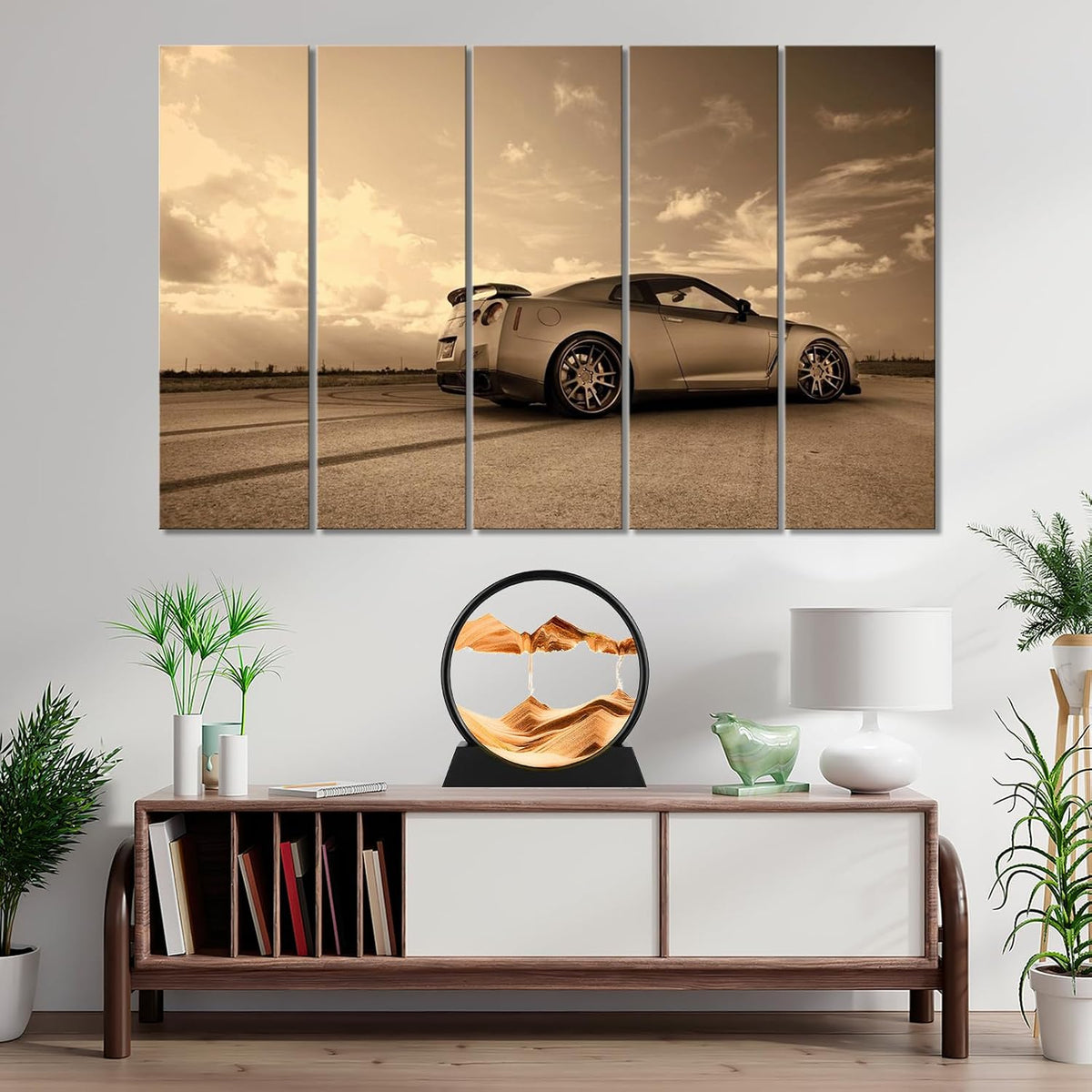 GEKETY 3D moving sand art picture in a round glass frame with layered blue sand - view 13