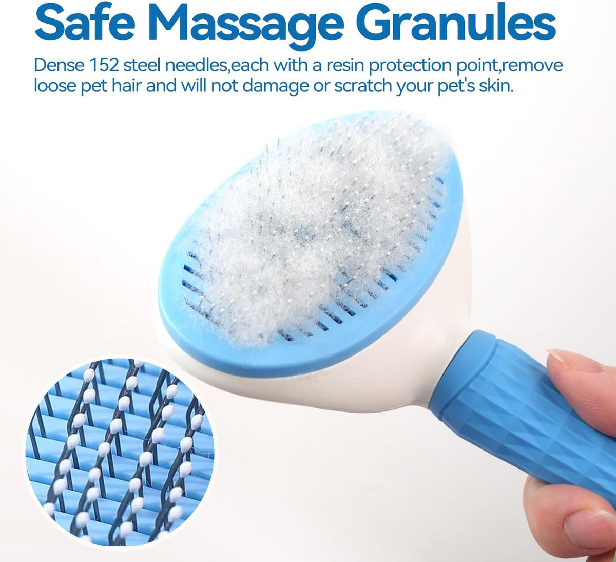 Dog & Cat Brush, Pet Grooming Kit 4PCS, Dog Brush for Shedding - Blue and White - image 4