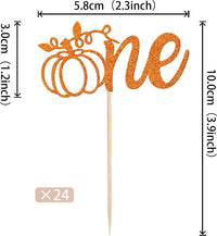 24 PCS Pumpkin Oh Baby Cupcake Toppers Glitter Fall Theme pumpkin - Design 6-orange - image 2