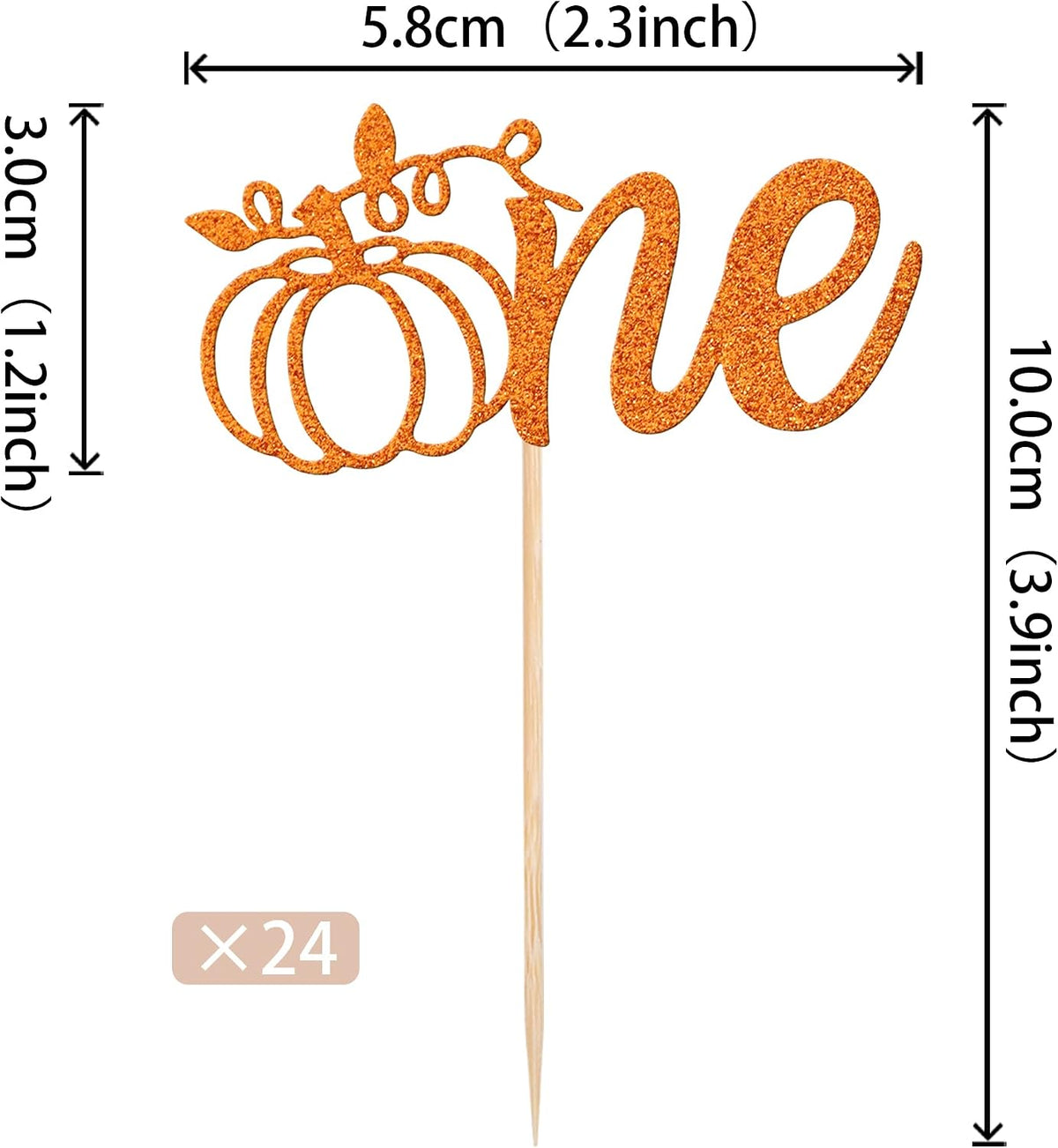 24 PCS Pumpkin Oh Baby Cupcake Toppers Glitter Fall Theme pumpkin - Design 6-orange - image 2