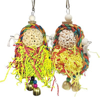 Parakeet Toys,Natural Sola Balls and Shredding Hanging Chewing Toy,2 PCS Small and Medium-Sized Parrot Toys, Bird Toys for Parrots,Cockatiels,Conures,Lovebird,Christmas Birds Toy