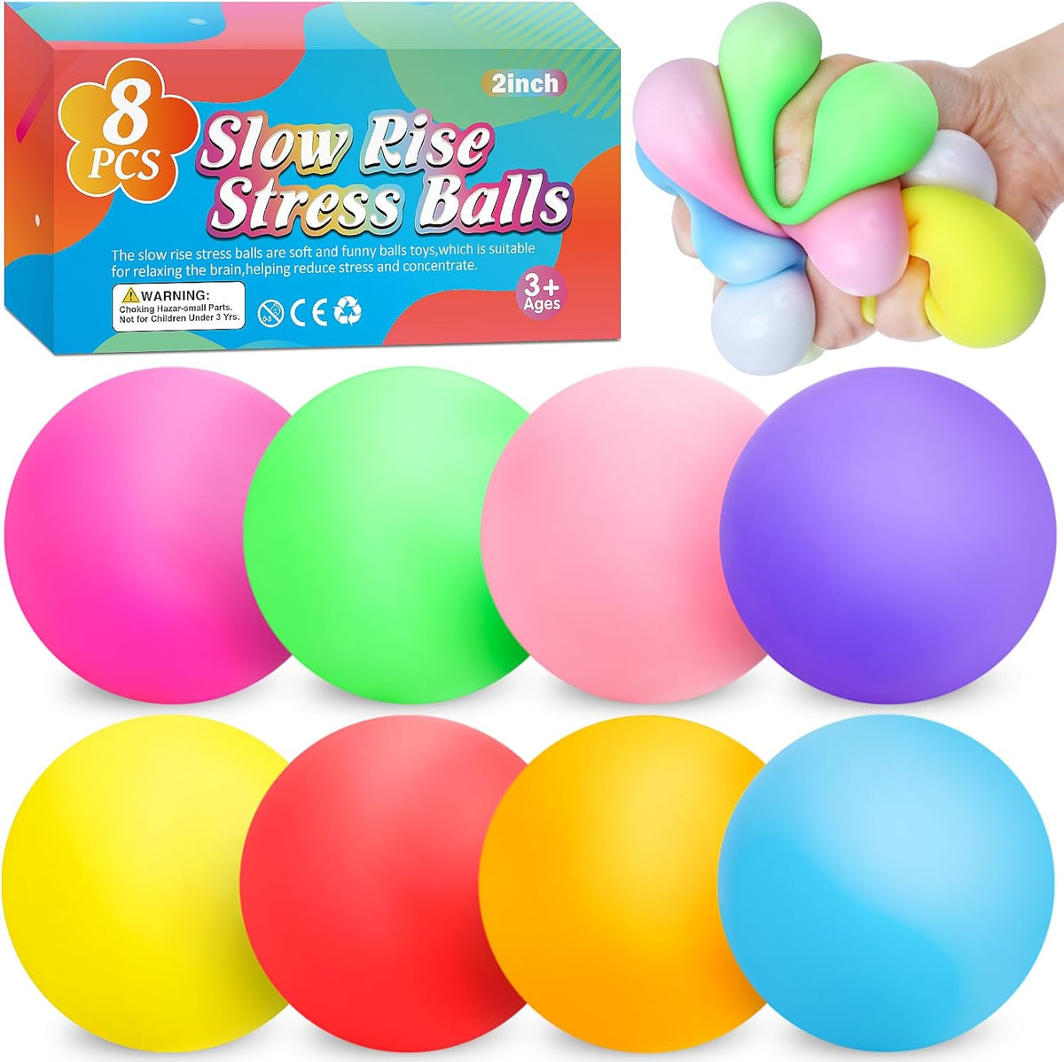 VISCOO 12 Pack Slow Rising Stress Cube - 2in 8p- 8 Colors