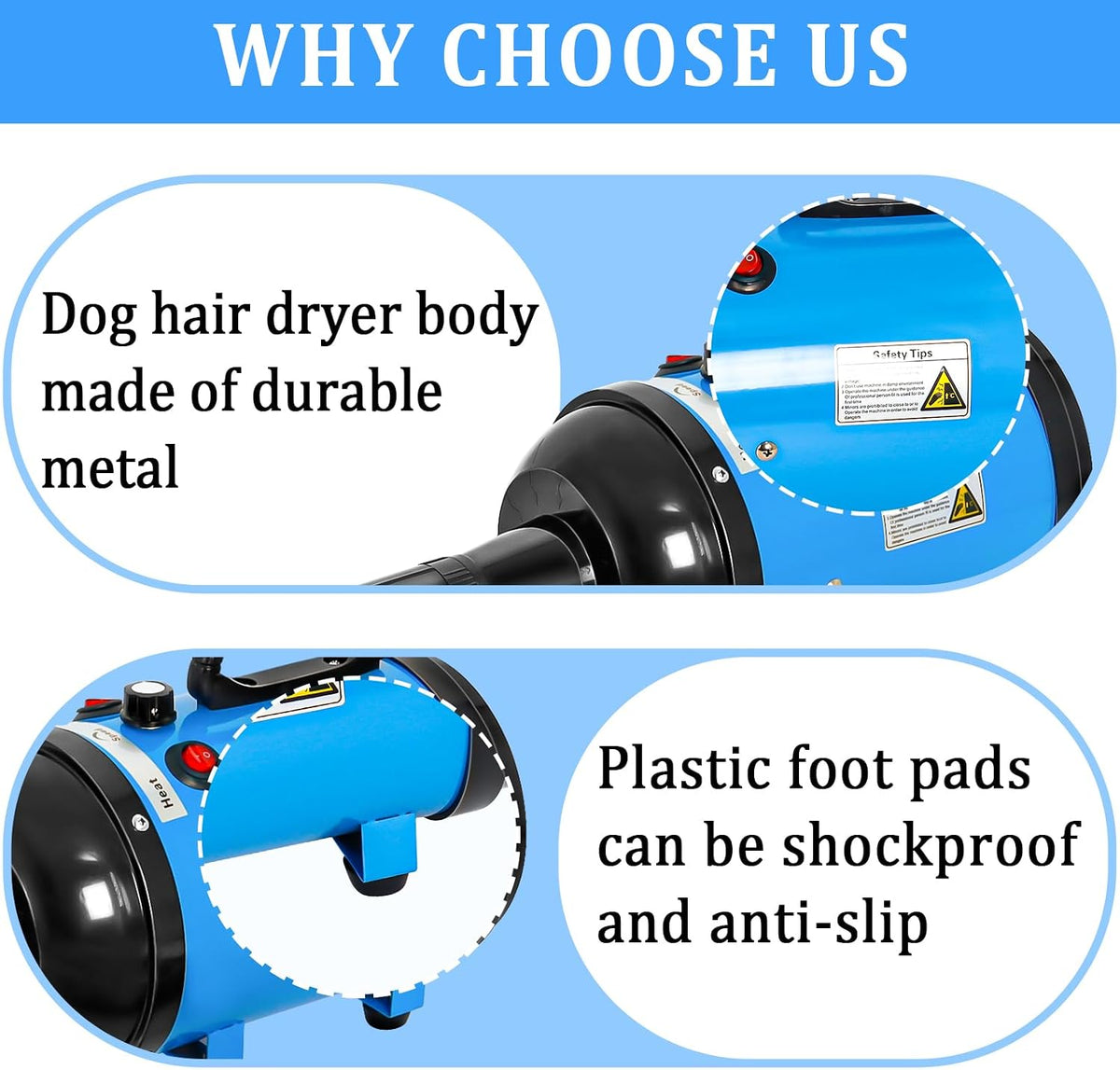 Dog Dryer for Large Dogs 5.2HP 3800W High Velocity Pet Hair Dryers – Essentials for Dogs - Blue - image 2