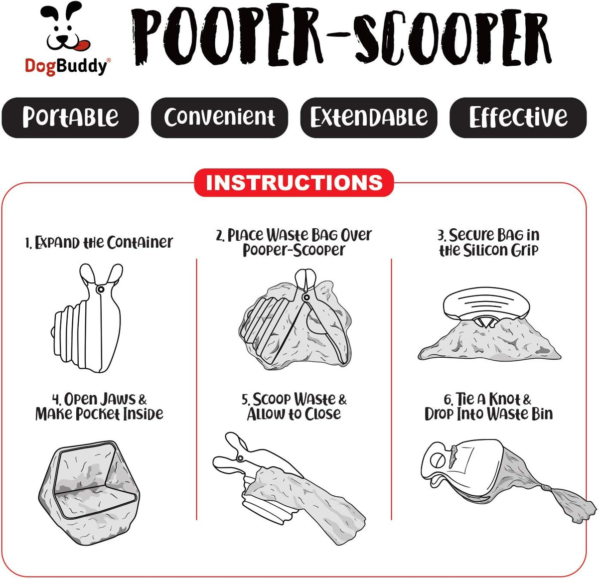 DogBuddy Pooper Scooper, Portable Dog Pooper Scooper - Large / Pink - image 4