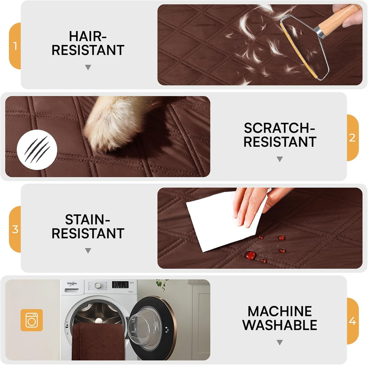 Luciphia Waterproof Couch Cover for Dogs - Coffee+brown / 52" x 82" - image 4