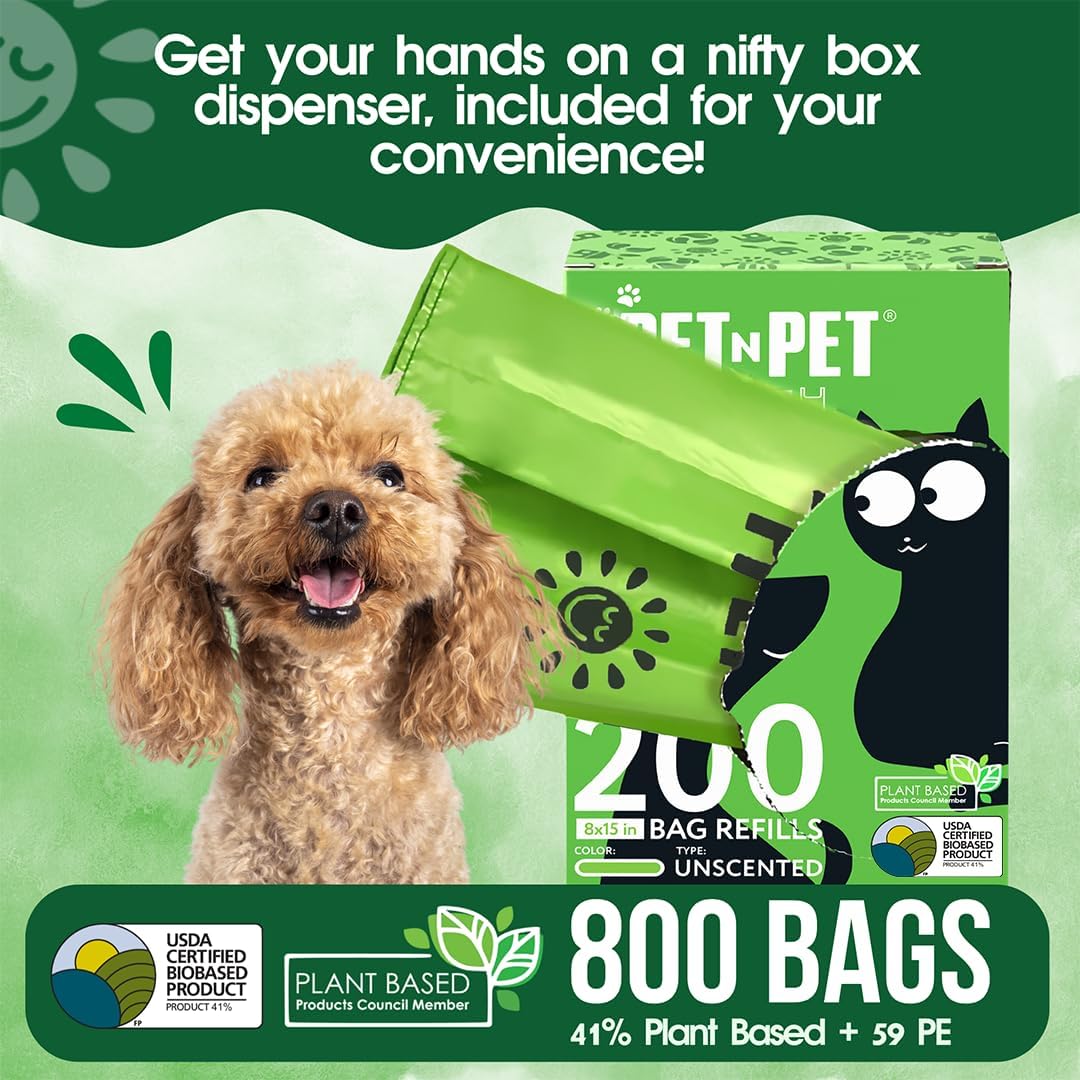 Pet N Pet Poop Bags for Dogs, Unscented, Tie Handles Thick - 800 Count (Pack of 1) / 800 Unscented with Handle - image 3