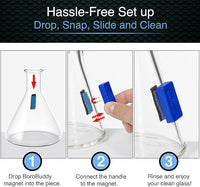 SnowTree - BoroBuddy Mini Magnetic Glass Cleaner for Glass Pieces, Bottles, Vases & More - Smaller Design for Tighter Spaces & Smaller Glass Pieces - Easy to Use Double Sided Glass Cleaner (Blue Gift