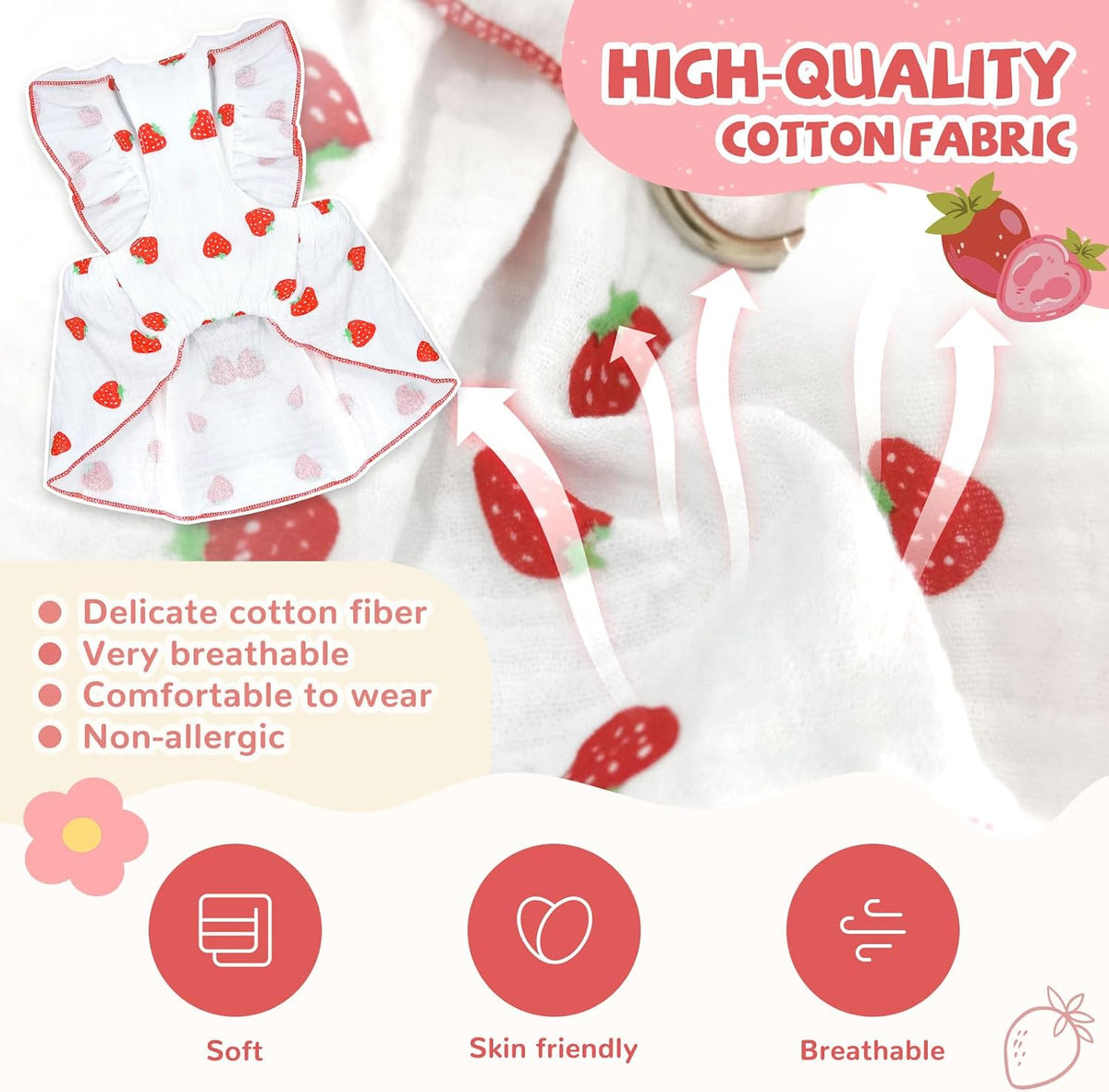 Dog Dresses for Small Dogs Girl Female Dog Cat Clothes Dress Cute - White / Small (suggest 4.5-6.5 lbs) - image 4