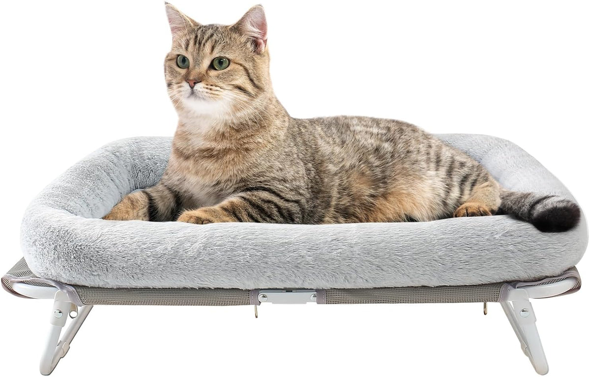Sunhoo Elevated Cat Bed Foldable Raised Pet Hammock Self-Supporting - Grey