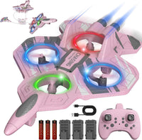 Foam RC Plane with 3 Drone Batteries and 3*AAA Batteries – Fun for Kids & Family - Pink