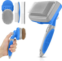 Self Cleaning Shedding Brush, Cats, and Puppies - Blue-Grey