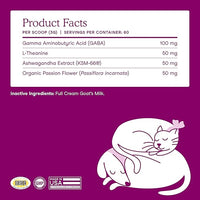 Fera Pets Goat Milk - Calming Supplement for Dogs & Cats - Ashwagandha, L-Theanine, & Passion Flower - Supports Anxiety Relief & Relaxation - for Picky Eaters - 60 TSP