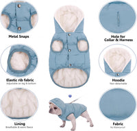 Dog Winter Coat,Warm Fleece Lined Dog Jacket with Leash Hole & Hood – Essentials for Dogs - light Blue / Large - image 4