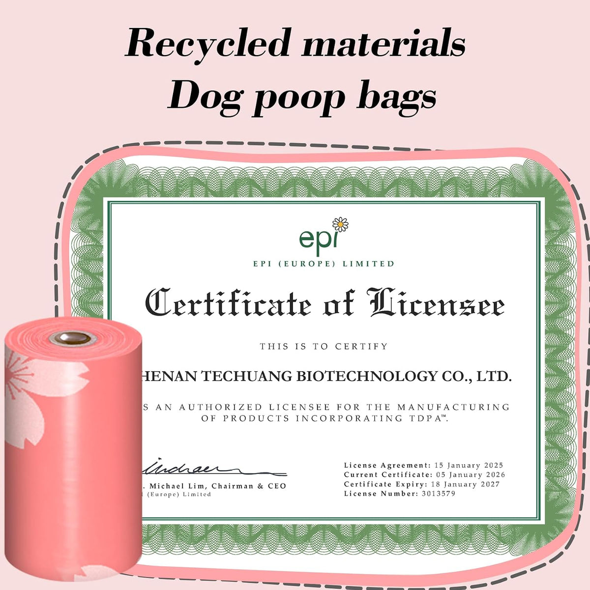 Cherry Blossom Scented Dog Poop Bags, 42 Rolls 630 counts - pink / 630 Count (Pack of 1) - image 3