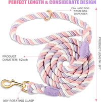 5 FT Handmade Rope Dog Leash for Small Medium and Large Dogs – Essentials for Dogs - 6FT x 1/2in (Pack of 1) / Unicorn Purple - image 2