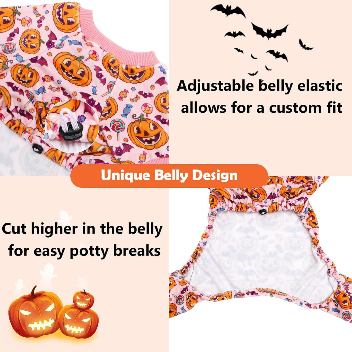 CuteBone Small Dogs Outfit Soft Puppy Onesies Pjs Christmas Dog - Candy Pumpkin / X-Small - image 4