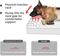 Laifug Orthopedic Memory Foam Dog Bed with Pillow and Durable Water Proof Liner & Removable Washable Cover & Smart Design Medium (34"x22"x5.5"), Grey