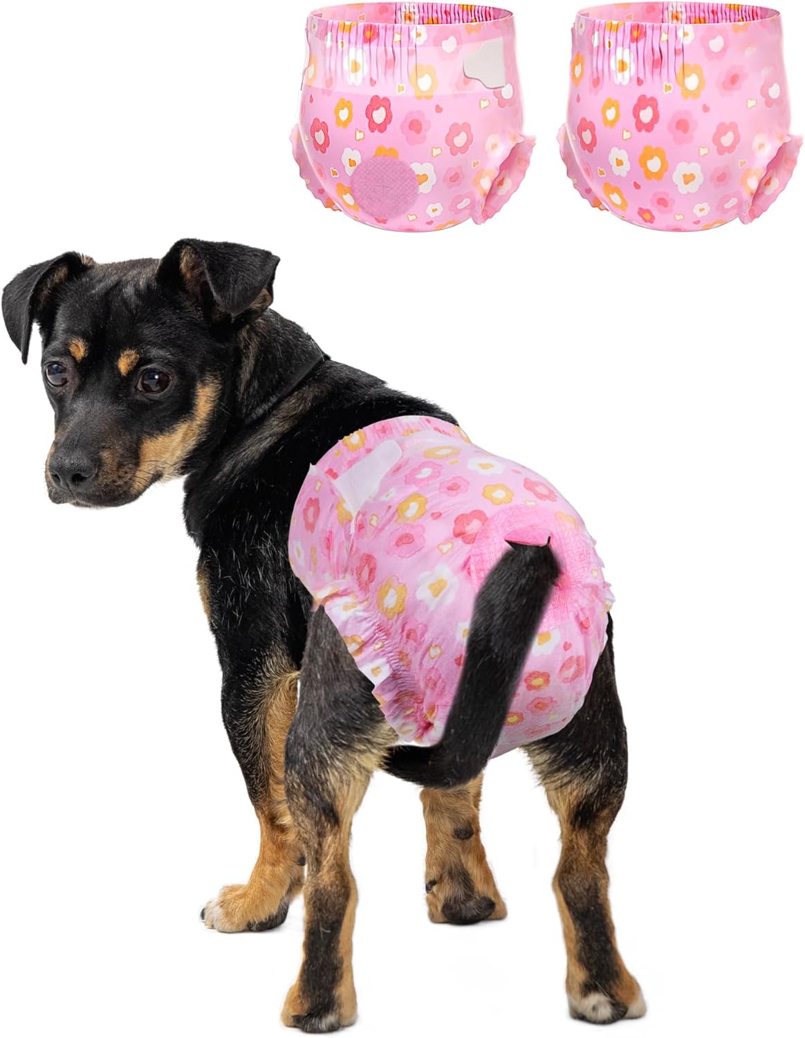 Pet Soft Dog Diapers Female, Disposable Female Dog Diaper - Pink Flower / Large(36Pcs)