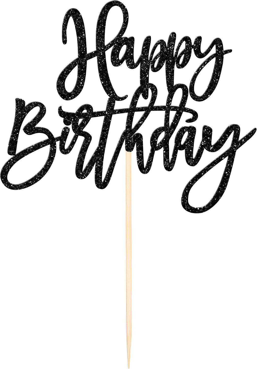 ZHUOWEISM 1 PCS Gold Happy Birthday & Anniversary Cake Topper – Fun for Kids & Family - Black - image 3