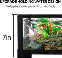REPTIZOO 50 Gallon Large Turtle Tank Aquarium, 36"×18"×18" Tortoise Habitat Water-Land Ecological Turtle Tank with Drainage System Aquatic Aquarium, Terrarium for Tree Frogs, Salamanders
