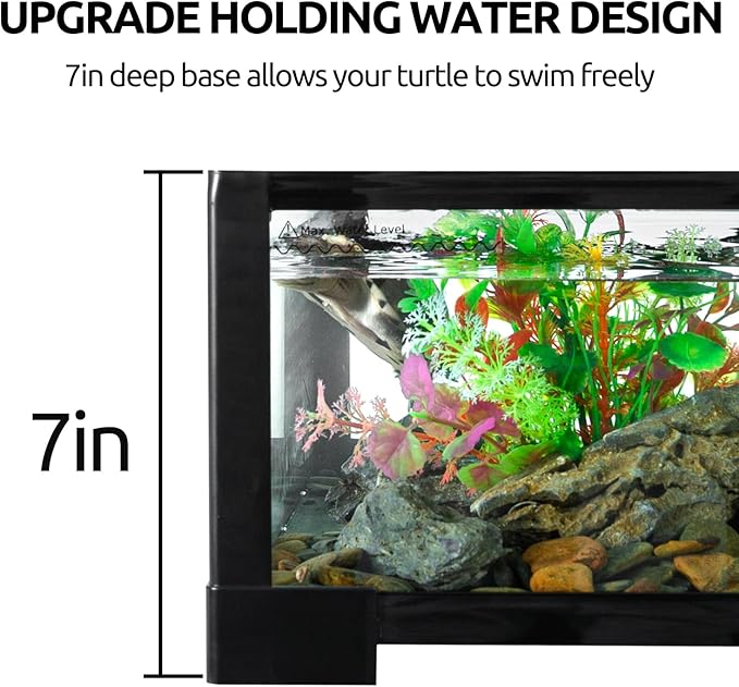 REPTIZOO 50 Gallon Large Turtle Tank Aquarium, 36"×18"×18" Tortoise Habitat Water-Land Ecological Turtle Tank with Drainage System Aquatic Aquarium, Terrarium for Tree Frogs, Salamanders