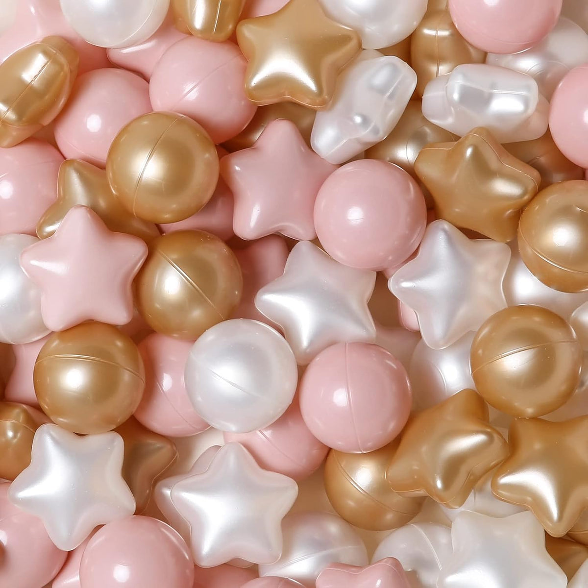 TRENDPLAY Star Ball Pit Balls for Toddlers 50 100 200 Count Star - Pearl Pink Brown / 100