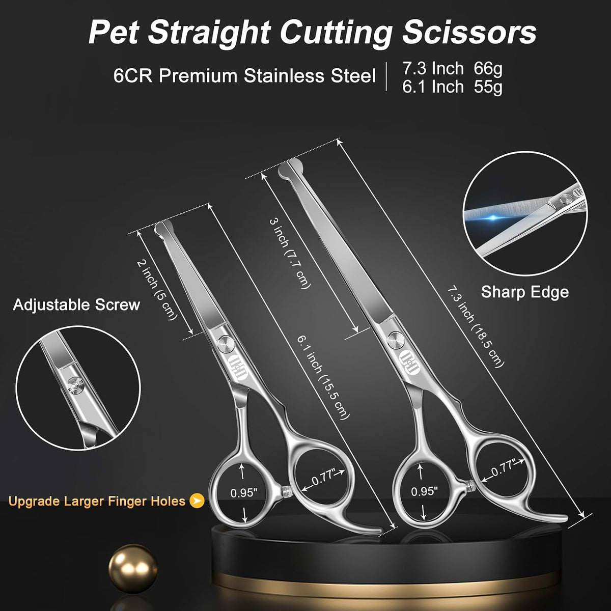 Dog Grooming Scissors Kit - 7 Inch / Silver Dog Grooming Scissors - image 2