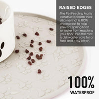 Silicone Pet Food Mat - Waterproof Dog & Cat Feeding Mat with High Lip to Prevent Spills & Protect - Beige - image 4