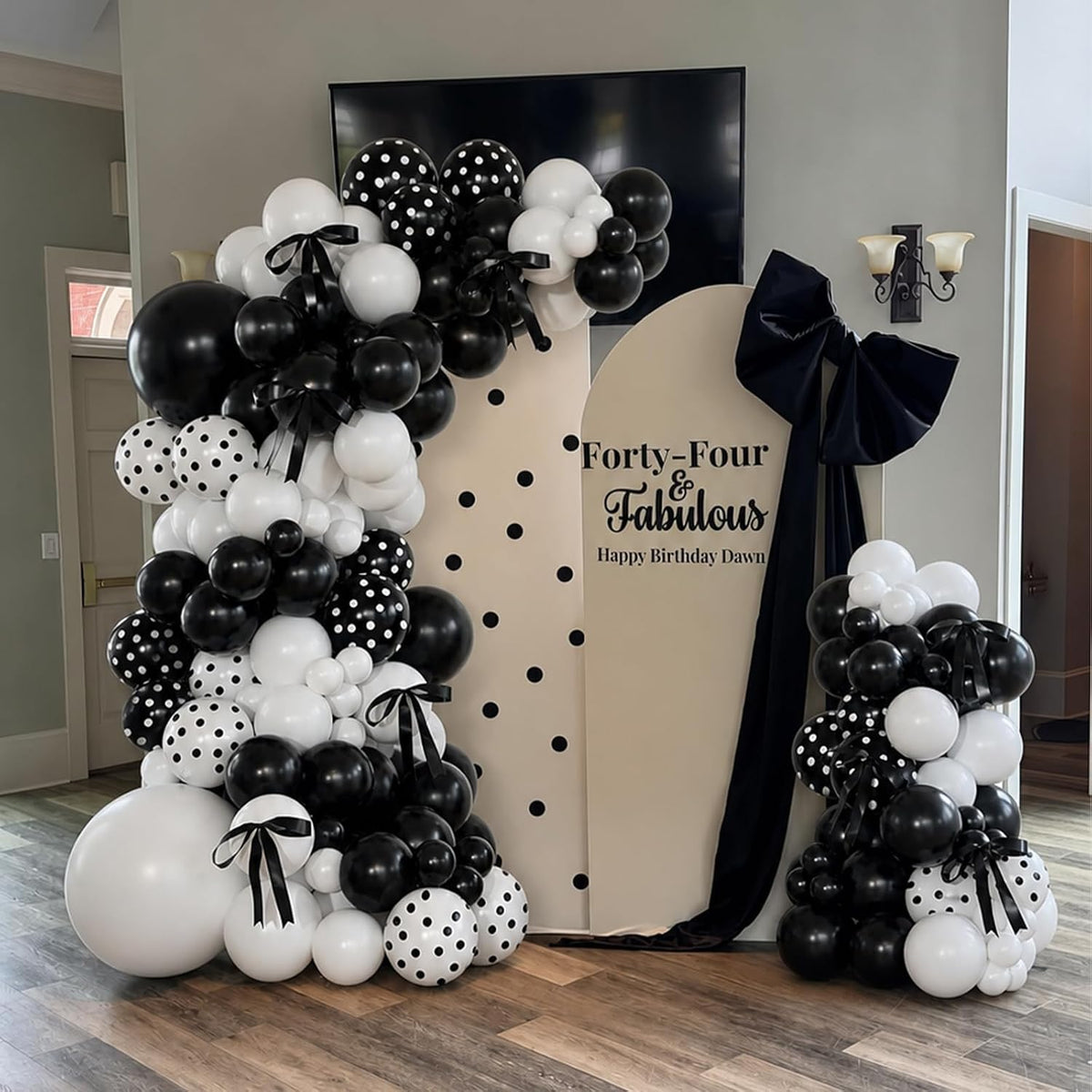 Pink Balloon Arch Kit, 145Pcs Baby Shower Birthday Decor – Fun for Kids & Family - Black White Polka Dot - image 2