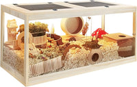 Prolee Hamster Cage with Openable Metal Mesh Top,Hamster Enclosure and Gerbil Cage with Clear Panels for Hamster Habitat,Solid Built with Lock Design (40“x20”x20)