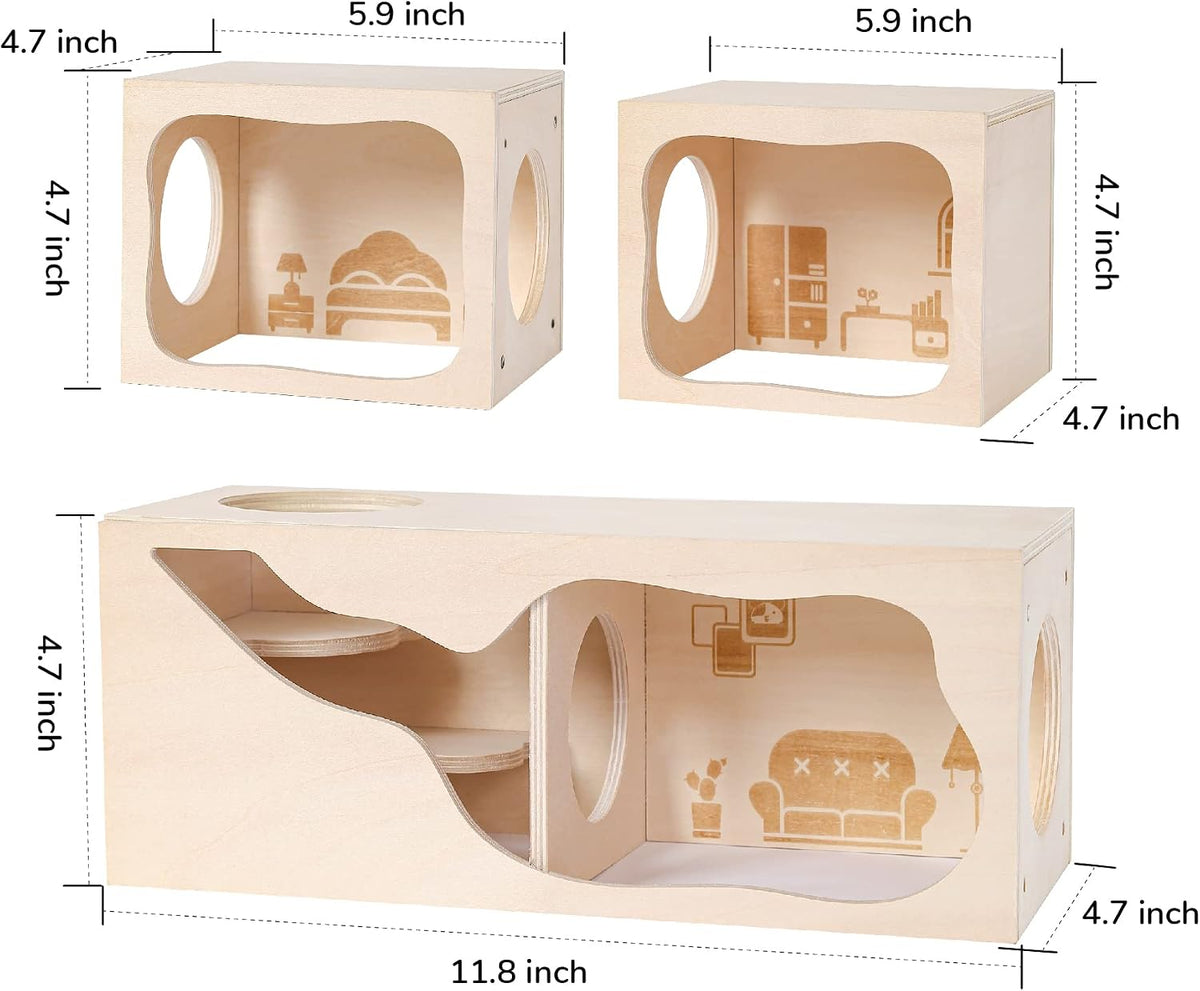 Wooden Hamster Hideout House, Small‑Pet Habitat Tunnel - Bedroom - image 2