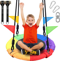 Odoland 24 inch Chidren Tree Swing Net Swing Outdoor Kid Platform - Multicolour