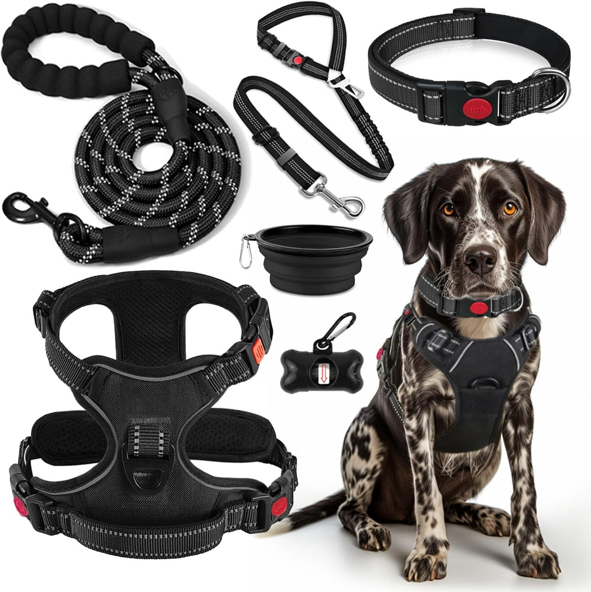 LOBEVE No Pull Dog Harness - Medium / Black