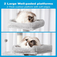 Hey-brother Cat Tree Tower with Sisal Scratching Posts - 53.7 Inches / Light Gray - image 4