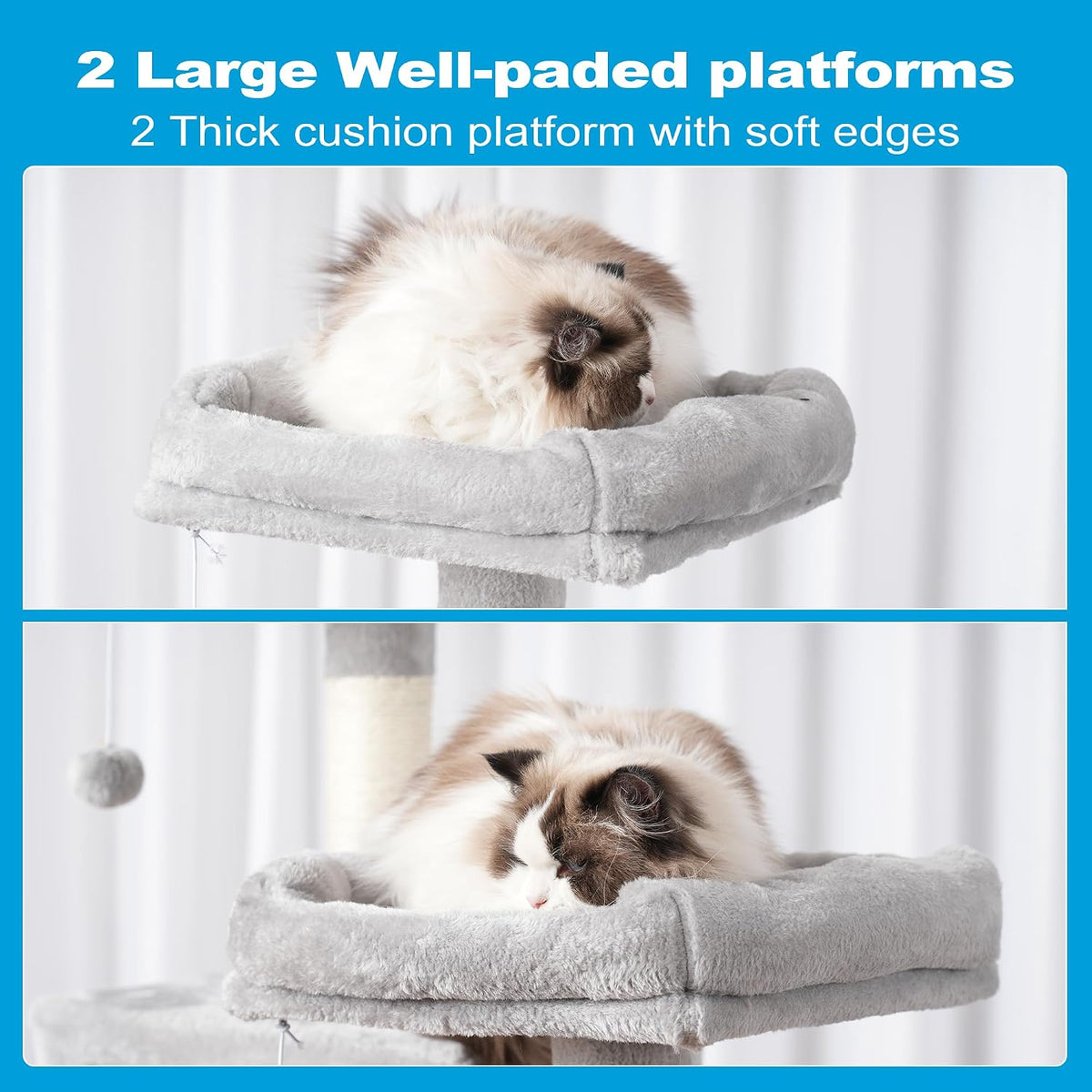 Hey-brother Cat Tree Tower with Sisal Scratching Posts - 53.7 Inches / Light Gray - image 4