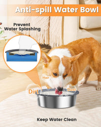 No Spill Dog Water Bowl, 1.5L Stainless Steel Slow Drinking Water Dish Dispenser, Spilling Drip - 1.5L - image 2